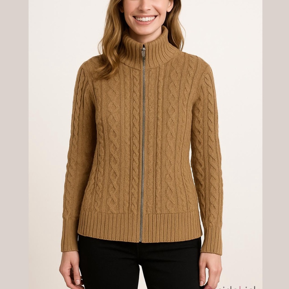 Cdn Wainscott Cable Knit Brown Sweater